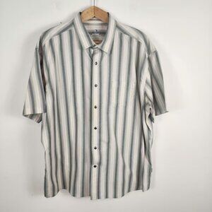 Kuhl Men's The Bohemian Stripe Woven Button Front White Blue Shirt Size XXL
